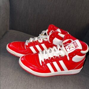 Adidas Men’s Red and White Sneakers